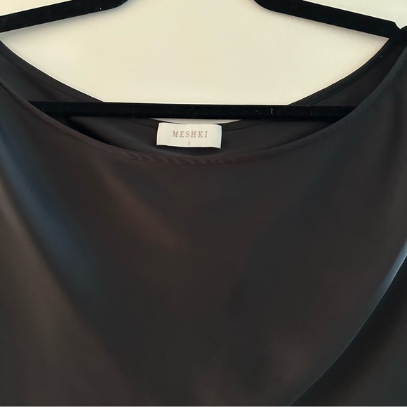 Meshki Violeta one shoulder satin black long sleeve top - Picture 5 of 8